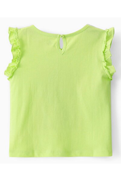 Ollington St. Ollington St. 100% Cotton Flutter Sleeves Top & Shorts With Beach Print - Green & Coral