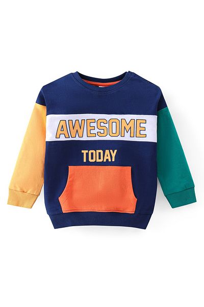 Babyhug طقم تي شيرت وبنطال للاسترخاء بأكمام طويلة من Babyhug Terry Cotton Knit - متعدد الألوان