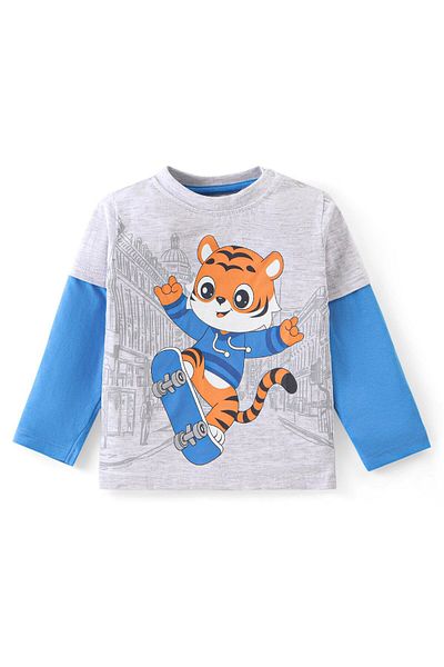 Babyhug Babyhug T-Shirt and Lounge Pants Set with Animal Print - Blue
