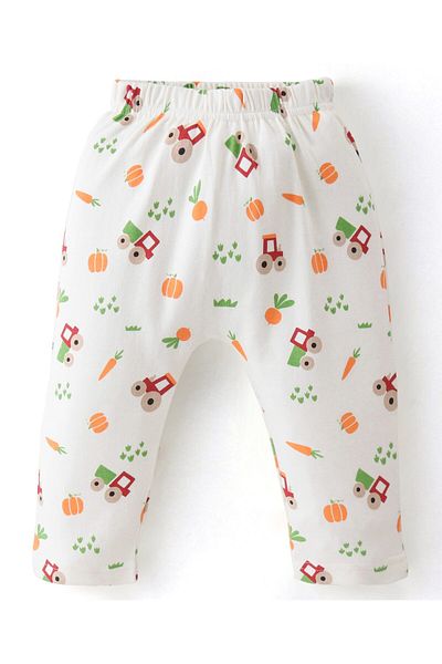 Babyoye Babyoye 100% Organic Cotton Eco Jiva Finish Diaper Leggings Farm Theme Print Pack of 2-Red & White