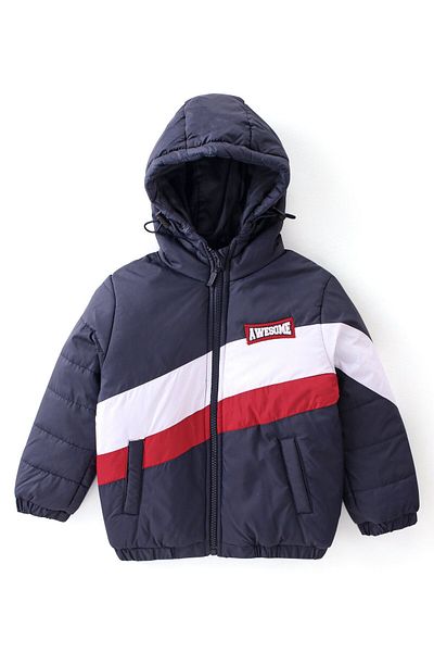 Babyhug Babyhug Full Sleeves Padded Hoodie - Navy Blue