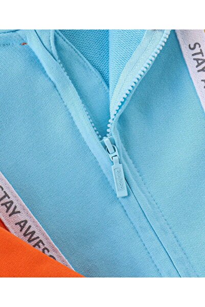 Babyhug Babyhug 100% Cotton Knit Full Sleeves Cut & Sew Sweatjacket With Hood & Tape Detailing -Multicolour