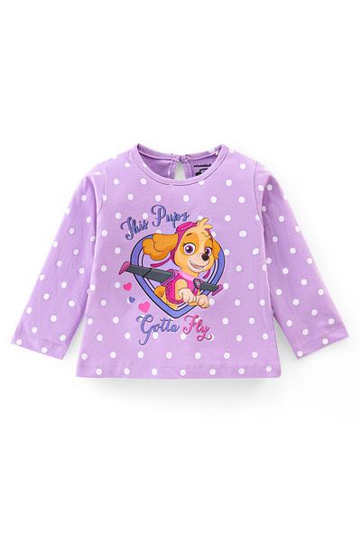 Babyhug Babyhug Cotton Knit Full Sleeves Paw Patrol Print Night Suit - Lavender