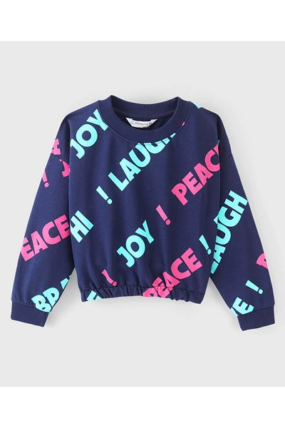 Ollington St. Ollington St. 100% Cotton All Over Printed Sweatshirt & Pants/Co/ord Set - Navy Blue