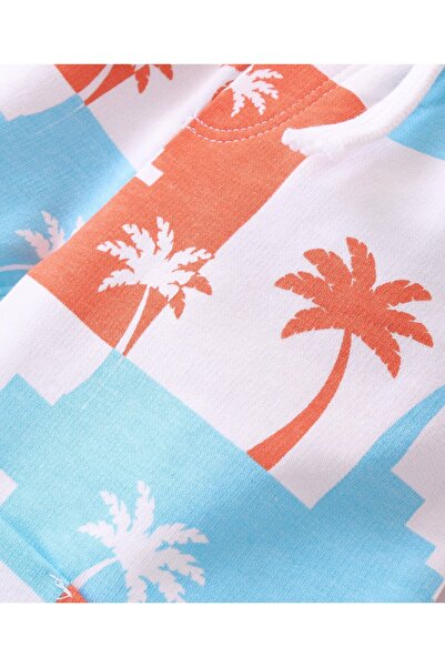 Babyhug Babyhug Cotton Looper Knit Shorts Palm Tree Print - White