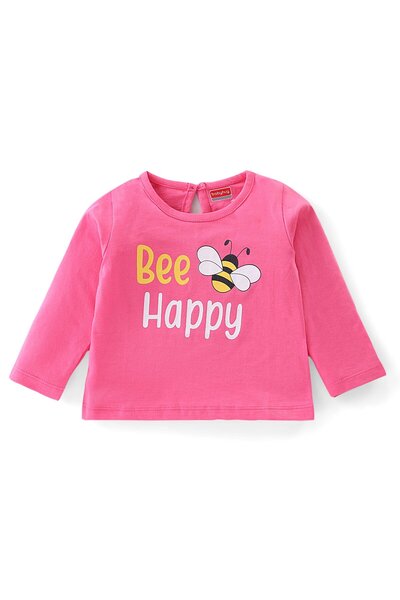 Babyhug Babyhug 100% Cotton Full Sleeves Bee Graphics Printed T-Shirt - Pink
