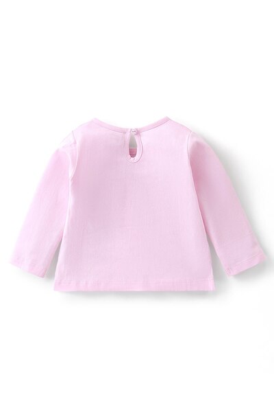 Babyhug Babyhug 100% Cotton Knit Full Sleeves T-Shirt with Text Graphics -Pink