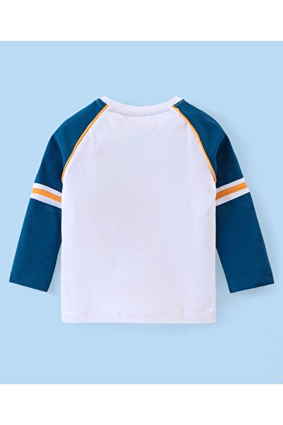 Babyhug Babyhug Cotton Knit Raglan Sleeves T-Shirt & Lounge Pants Set With Varsity Theme Print - Multicolor
