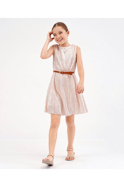 Primo Gino Primo Gino Sleeveless Party Frock Solid - Pink