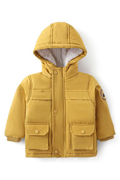 Babyhug Babyhug Full Sleeves  Solid Color Hooded Jacket - Mustard