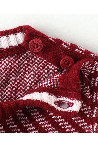 Babyhug Babyhug Knitted Full Sleeves Striped Sweater - Red