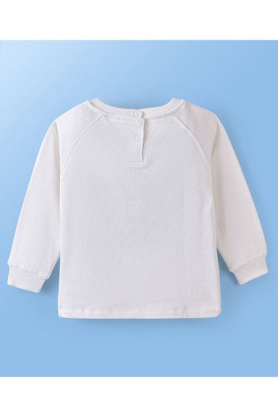 Babyoye Babyoye Eco Conscious Cotton Full Sleeves Sweatshirt With Kitty Embroidery - White