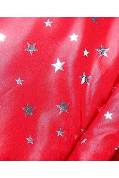 Babyhug Babyhug Full Sleeves Hooded  Winter Romper Star Foil Print - Red