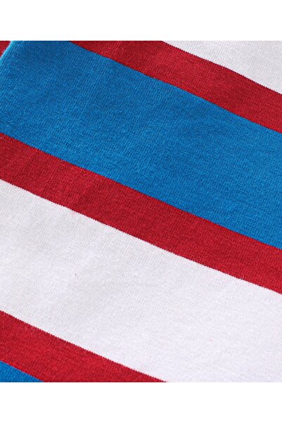 Babyhug Babyhug Cotton Knit Full Sleeves Skivi T-Shirt with Stripes - White & Blue