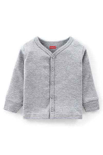 Babyhug Babyhug Full Sleeves Solid Thermal Vest & Pant Set - Light Grey