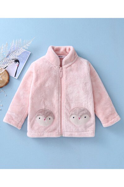 Babyoye Babyoye Full Sleeves Jacket Penguin Placement Embroidery - Pink