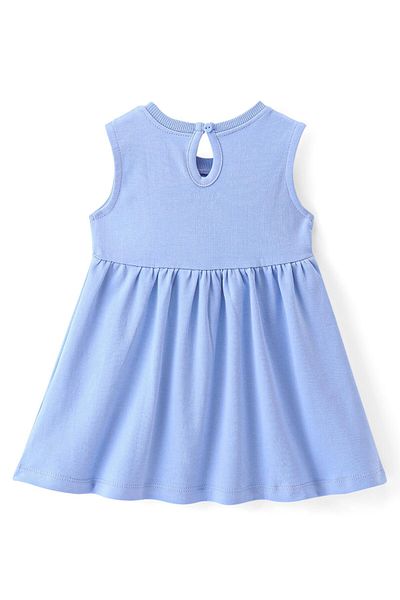 Bonfino Bonfino 100% Cotton Knit Sleeveless Frock with Rainbow Print - Blue