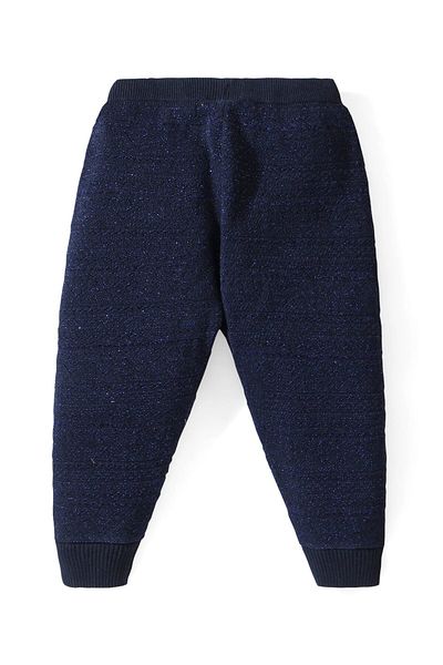 Babyhug Babyhug Sweater Knit Full Length Solid Pyjama - Navy Blue