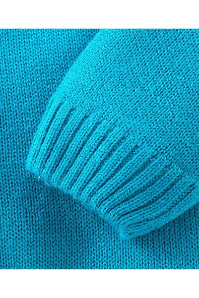 Babyhug Babyhug 100% Acrylic Knit Full Sleeves Colour Block Sweater - Mint Blue & Green