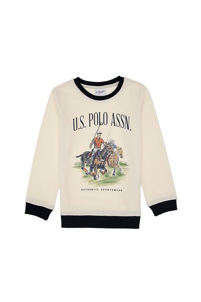 U.S. Polo Assn. Boy's Cream Crew Neck Sweatshirt 50293603 -Vr071