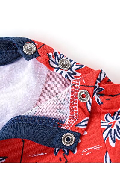 Babyhug Babyhug 100% Cotton Half Sleeves T-Shirt Tropical Print - Red