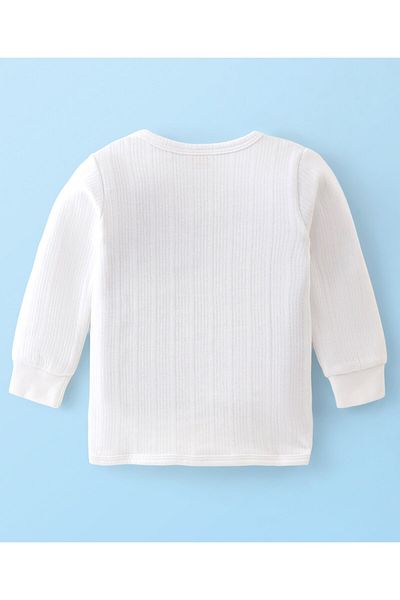 Babyhug Babyhug Front Open Full Sleeves Thermal Vest  Solid Color - White