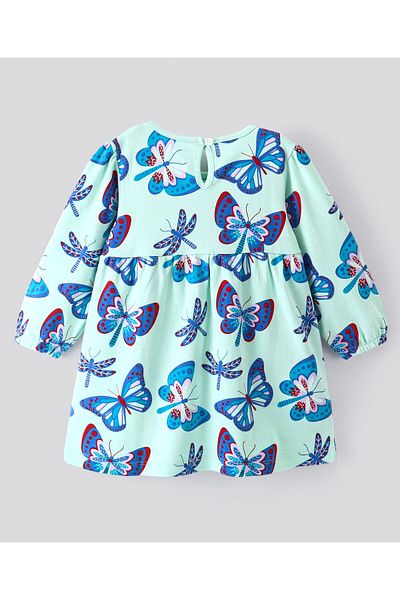 Bonfino Bonfino 100% Cotton Full Sleeves All Over Printed Dress - Green