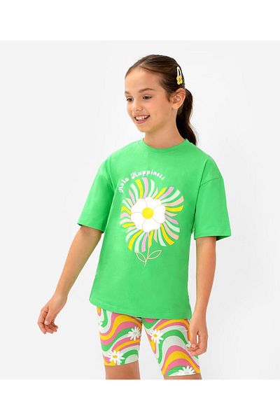 Primo Gino Primo Gino Floral Printed T-shirt & Cycling Shorts Set - Multicolor
