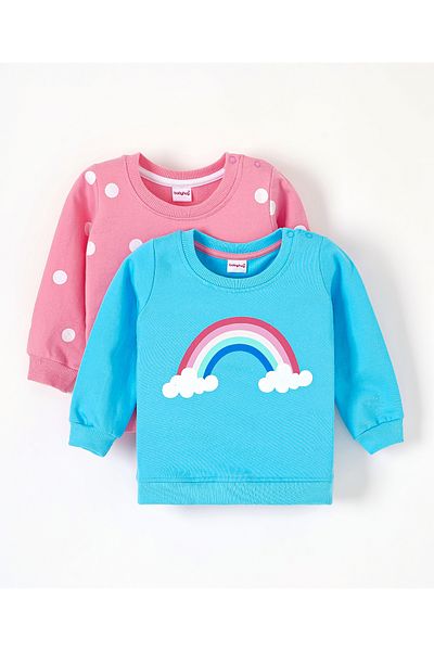 Babyhug Babyhug Full Sleeves Sweatshirt With Graphics Pack of 2 - Multicolor