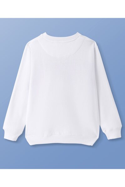 Pine kids Pine Kids Cotton Knit Colour Blocked Full Sleeves Sweatshirt with Gamer Print - White