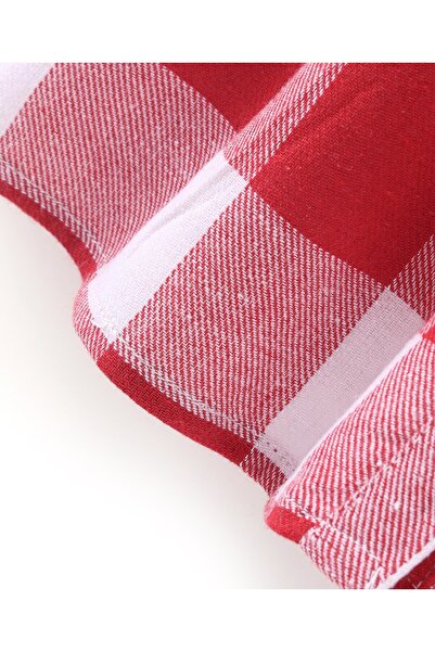 Babyhug Babyhug Yarn Dyed Checks Full Sleeves Dress With Frill Detailing - Red