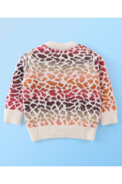 Babyhug Akrilik Leopar Desenli Uzun Kollu Kazak - Pembe ve Şeftali
