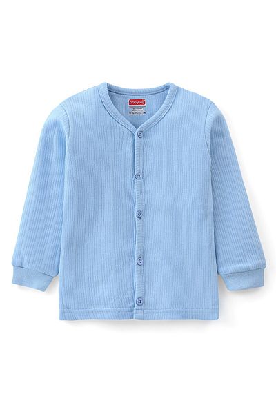 Babyhug Babyhug Cotton Full Sleeve Vest & Legging Thermal Wear Solid Colour - Blue