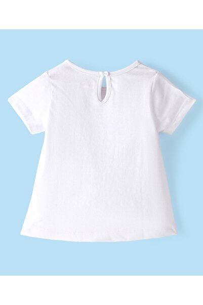 Babyhug Babyhug Rayon Frock with Half Sleeves Inner Tee Floral Printed - Red & White