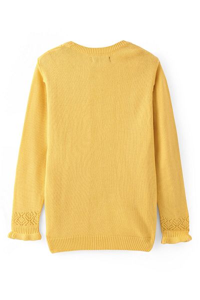 Pine kids Pine Kids Knitted Full Sleeves Pullover Sweater with Cable Knit Design - Yellow