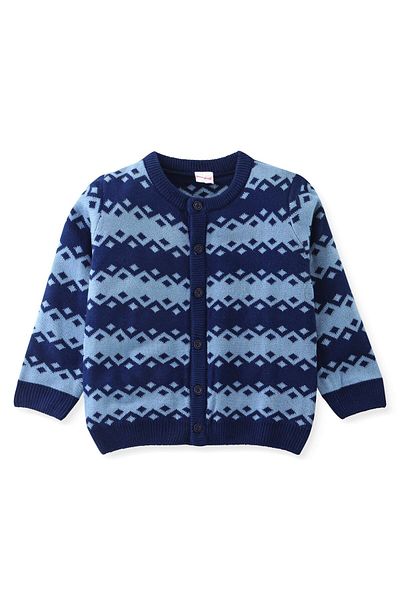 Babyhug Argyle Desenli Önü Açık Uzun Kollu Örgülü Kazak - لاسيفرت