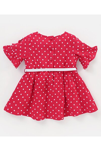 Babyhug Babyhug Rayon Half Sleeves Frock Polka Dot Print - Red