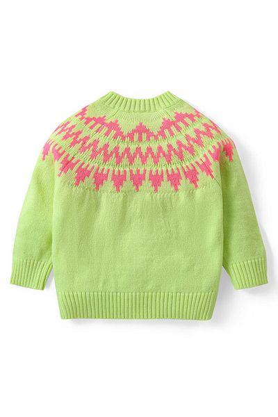 Babyhug Örme Uzun Kollu Kazak Chevron Tasarım - Neon Yesil
