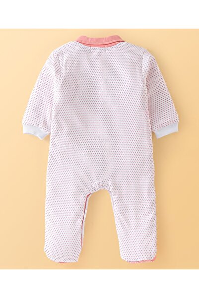 Babyoye Babyoye Eco Conscious 100% Cotton Fox  & Polka Dots Printed Winter Wear Footed Sleepsuit-White