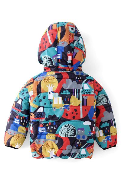 Babyhug Babyhug Full Sleeve Hooded  Jacket with Abstract Print - Multicolour