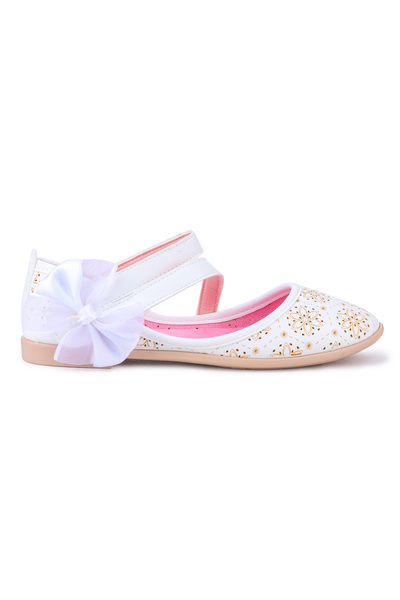 Kiko Kids Arç 09 Model Girl's Leather Laser Ballerina Shoes
