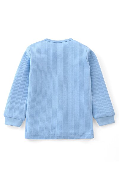 Babyhug Babyhug Cotton Full Sleeve Vest & Legging Thermal Wear Solid Colour - Blue