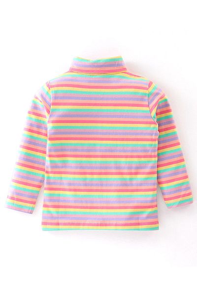Babyhug Babyhug Cotton Knit Full Sleeves Skivi Striped T-Shirt  - Pink