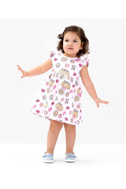 Bonfino فستان بونفينو 100% قطن محبوك بدون أكمام بطبعة كرز - وردي