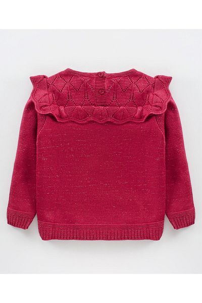 Babyhug Fırfır Detailı Uzun Kollu Kazak Düz-Fuşya