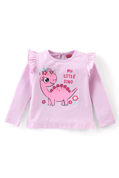 Babyhug Babyhug 100% Cotton Full Sleeves Tee With Dino Graphics - Pink