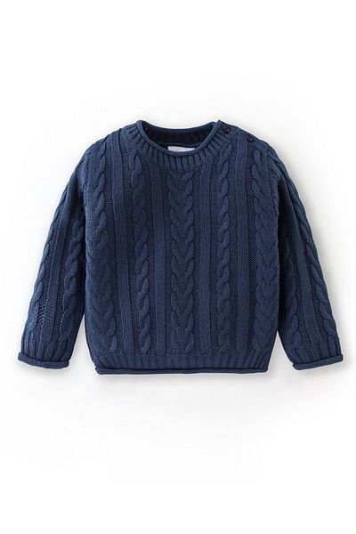 Babyhug Babyhug Acrylic Full Sleeves Cable Knit Design Sweater - Navy