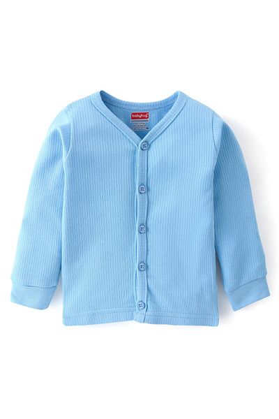 Babyhug Babyhug Cotton Blend Full Sleeves Front Open Thermal Vest & Pants - Blue