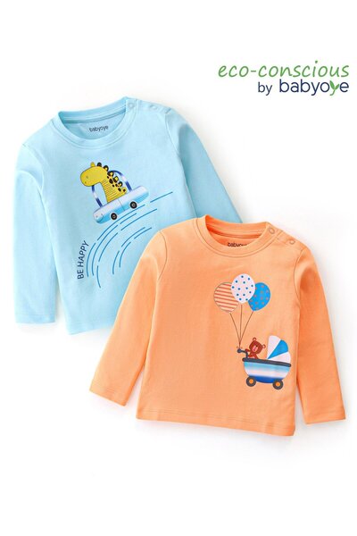 Babyoye تي شيرتات Babyoye بأكمام كاملة مصنوعة من القطن بنسبة 100% مع لمسة نها...