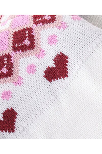 Babyhug Babyhug Acrylic Full Sleeves Sweater Heart Design- White & Pink
